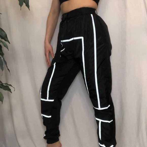 Black Reflective Streetwear Joggers - Picture 2 of 8